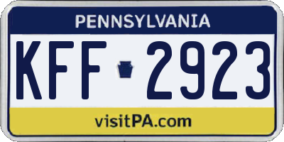 PA license plate KFF2923