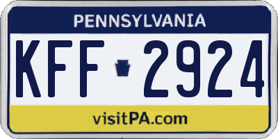 PA license plate KFF2924