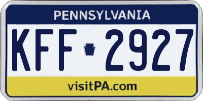 PA license plate KFF2927