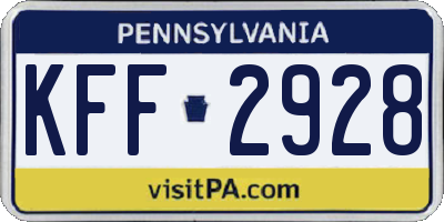 PA license plate KFF2928