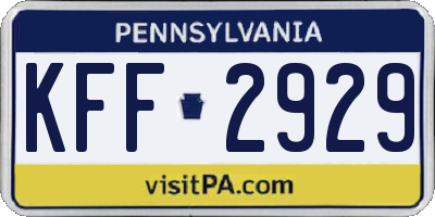 PA license plate KFF2929