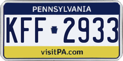 PA license plate KFF2933