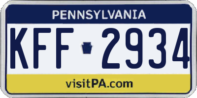 PA license plate KFF2934