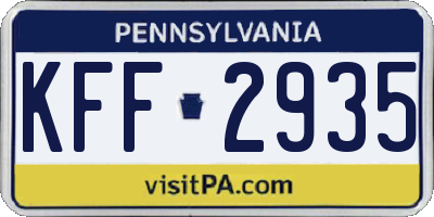 PA license plate KFF2935