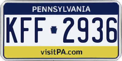 PA license plate KFF2936