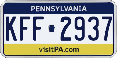 PA license plate KFF2937