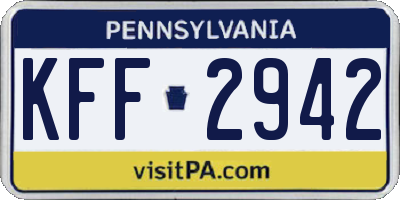 PA license plate KFF2942