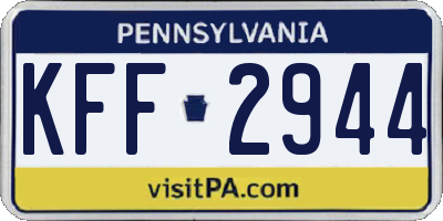 PA license plate KFF2944