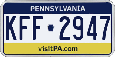 PA license plate KFF2947