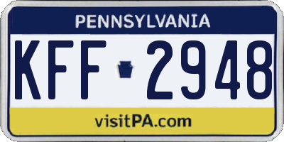 PA license plate KFF2948