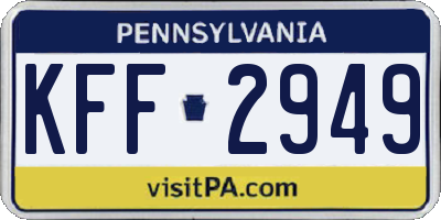 PA license plate KFF2949