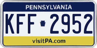 PA license plate KFF2952