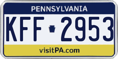 PA license plate KFF2953