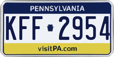 PA license plate KFF2954