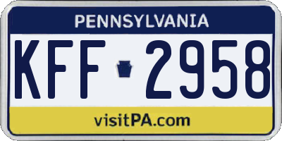 PA license plate KFF2958