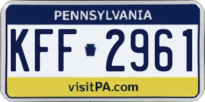 PA license plate KFF2961
