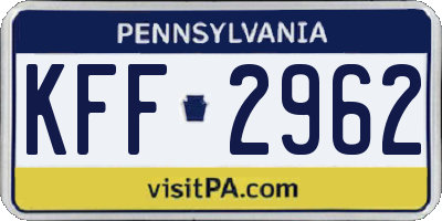 PA license plate KFF2962
