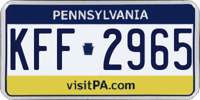 PA license plate KFF2965