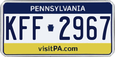 PA license plate KFF2967