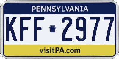 PA license plate KFF2977