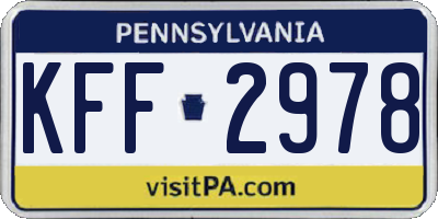 PA license plate KFF2978