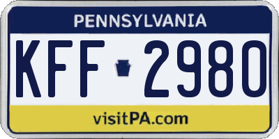 PA license plate KFF2980