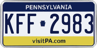 PA license plate KFF2983