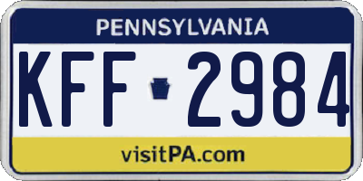 PA license plate KFF2984