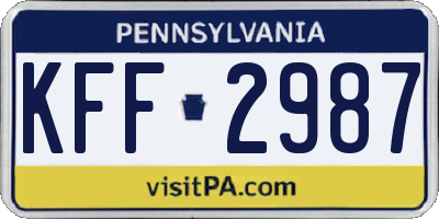 PA license plate KFF2987