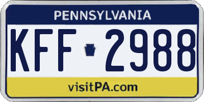 PA license plate KFF2988