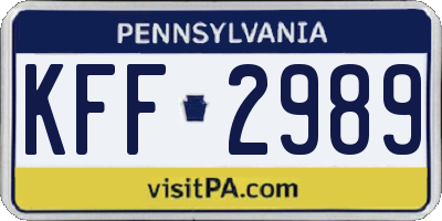 PA license plate KFF2989