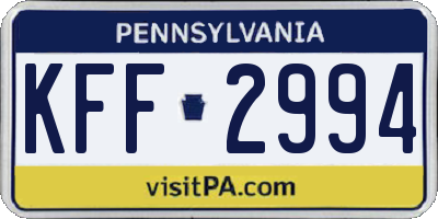 PA license plate KFF2994
