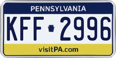 PA license plate KFF2996