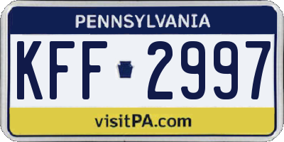 PA license plate KFF2997
