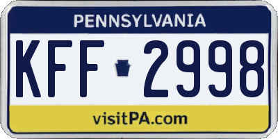 PA license plate KFF2998