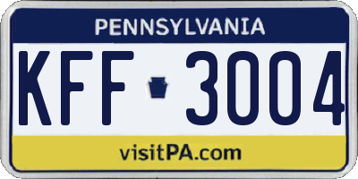 PA license plate KFF3004