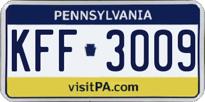 PA license plate KFF3009
