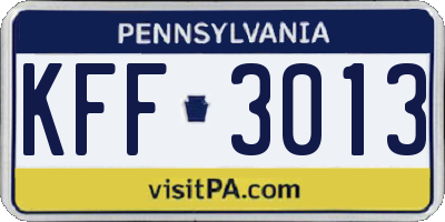 PA license plate KFF3013