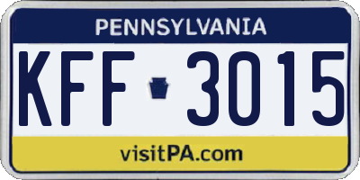 PA license plate KFF3015