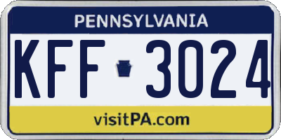 PA license plate KFF3024