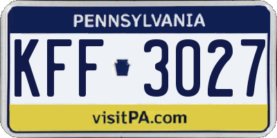 PA license plate KFF3027