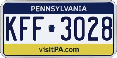 PA license plate KFF3028