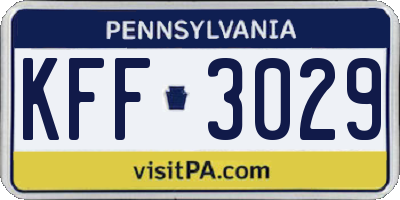 PA license plate KFF3029