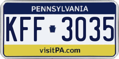 PA license plate KFF3035