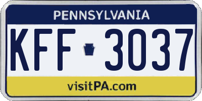 PA license plate KFF3037