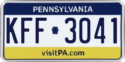 PA license plate KFF3041