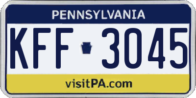 PA license plate KFF3045