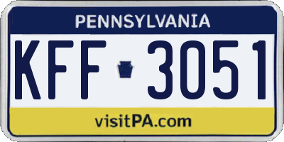 PA license plate KFF3051