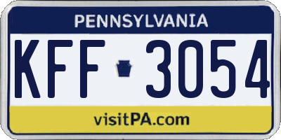 PA license plate KFF3054