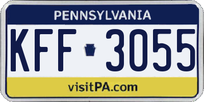PA license plate KFF3055